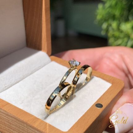 Trio de Alianças Infinity 2,5mm + Anel Solitário Lírio em Ouro 18k/750