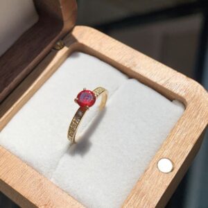 Anel Solitário Athenas com Pedra Granada em Ouro 18k/750