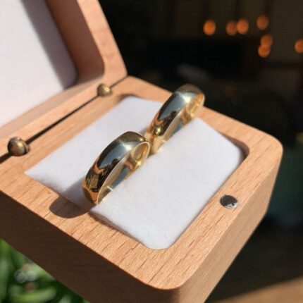 Par de Alianças Abaulada 4mm em Ouro 18k/750