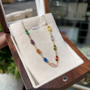 Pulseira Feminina com Pedras Naturais Brasileiras em Ouro 18k/750