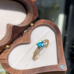 Anel Solitário Athenas Blue em Ouro 18k/750