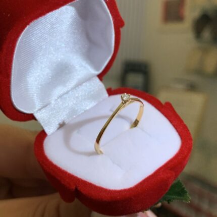 Anel Solitário Forever com Pedra de Diamante em Ouro 18k/750
