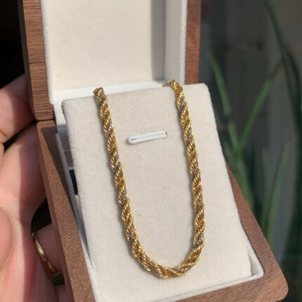 Corrente Feminina Cordão em 3 Ouros em Ouro 18k/750