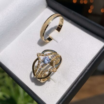 Aliança Prime 3,5mm + Anel Solitário Alaska em Ouro 18k/750