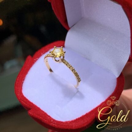Anel Solitário Realeza Yellow em Ouro 18k/750