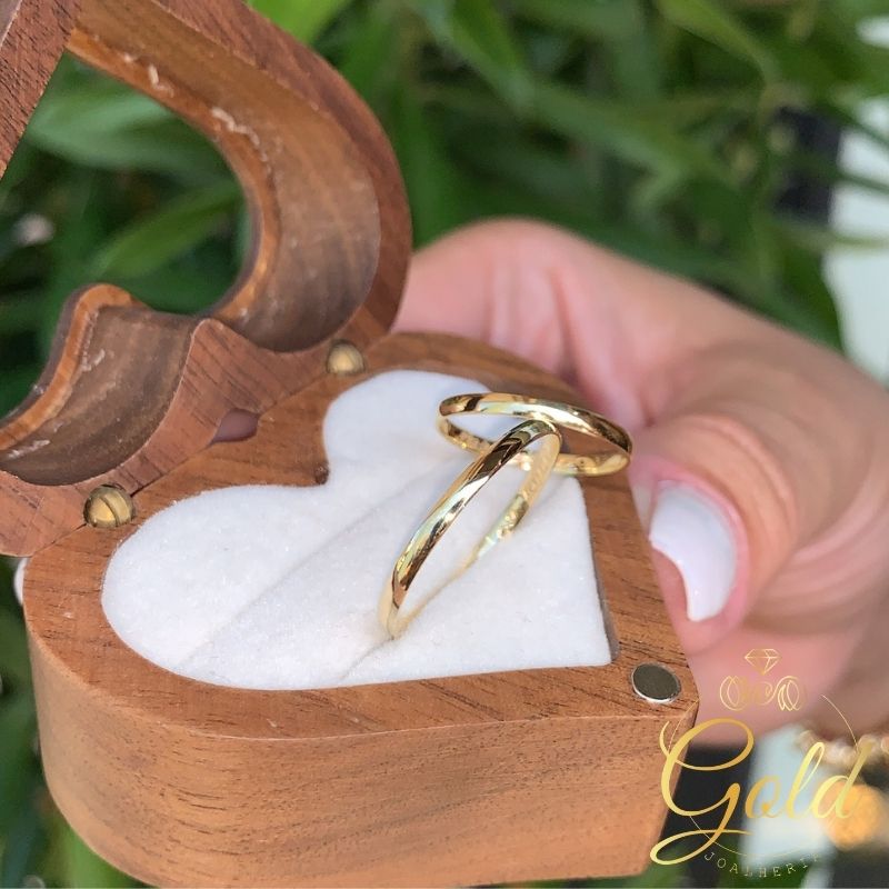 Par de Alianças Abaulada 1,5mm em Ouro 18k_750