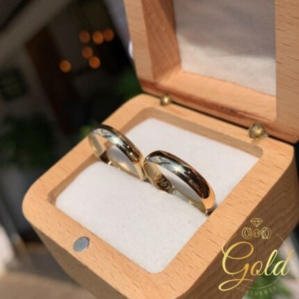 Par de Alianças Abaulada Alta 3,5mm em Ouro 18k/750