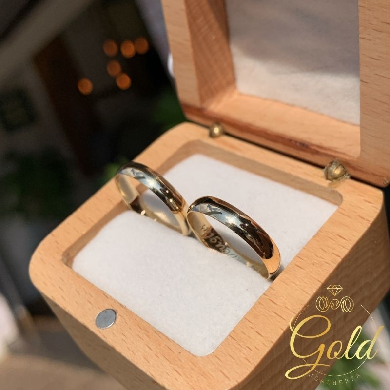Par de Alianças Abaulada Alta 3,5mm em Ouro 18k_750 (3)