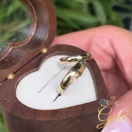 Par de Alianças Abaulada Alta 3mm em Ouro 18k/750