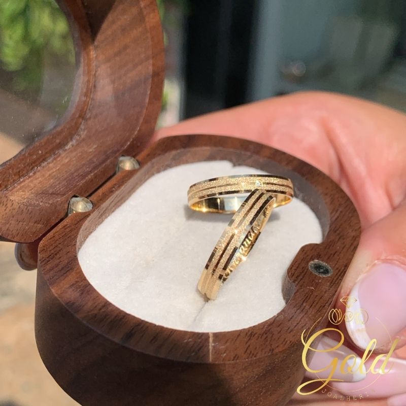 Par de Alianças Saturno 3mm em Ouro 18k_750