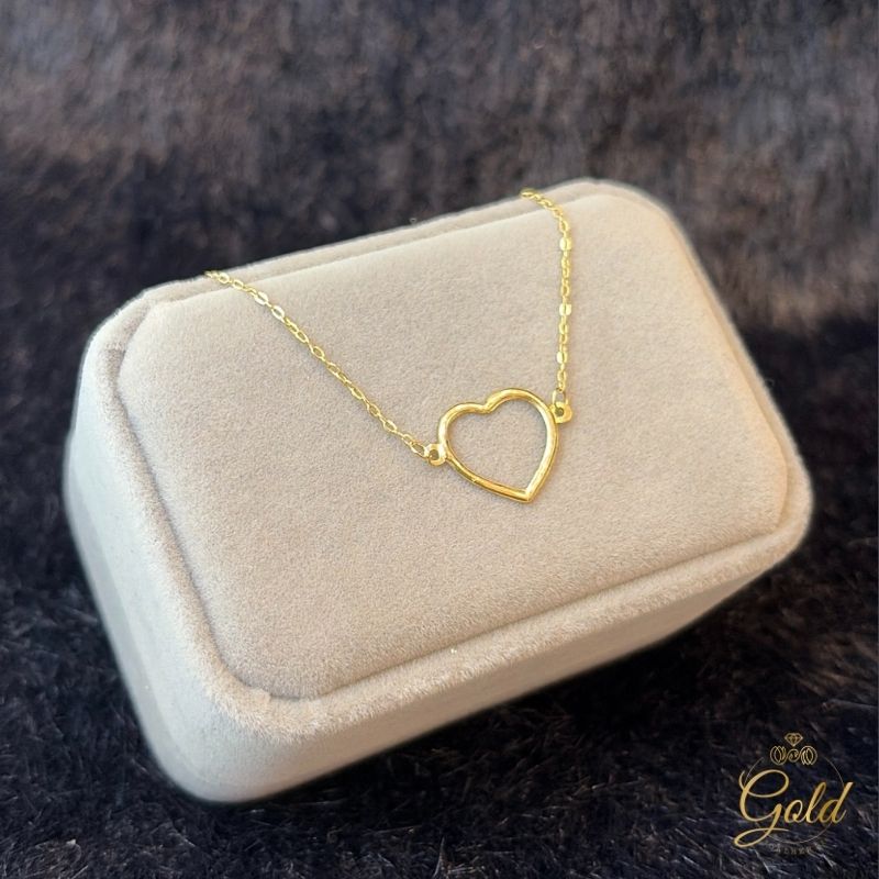 Pulseira Feminina Coração Vazado em Ouro 18k_750