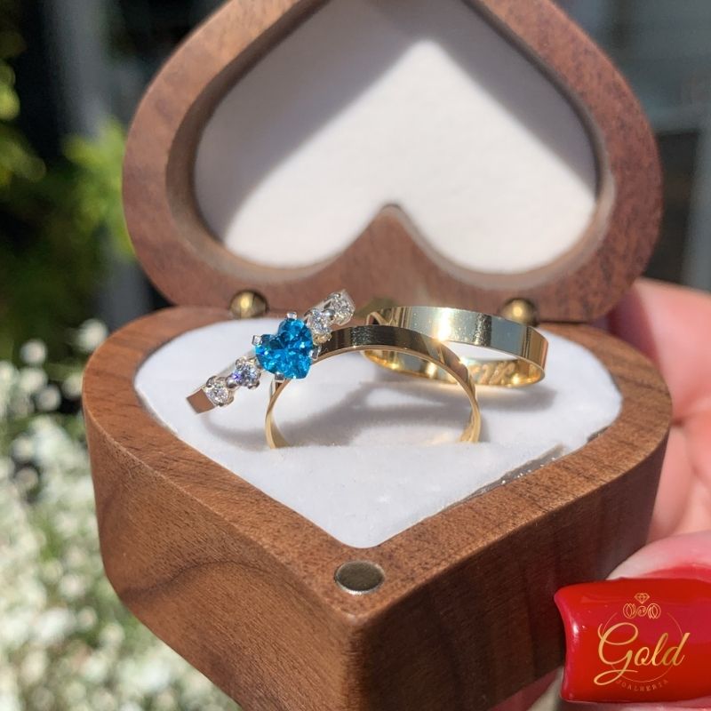 Trio de Alianças Paris 3mm em Ouro 18k_750 + Anel Solitário Royal Caribbean em Prata 925 (5)
