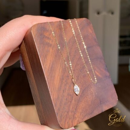Corrente Feminina Elo Cadeado com Pingente Ponto de Luz em Ouro 18k/750