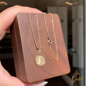 Corrente Feminina Elo Pipoca com Medalha de N. S. Aparecida em Ouro 18k/750