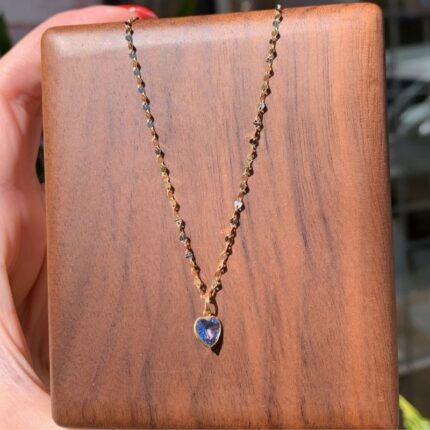 Corrente Feminina Elo Café com Pingente Ponto de Luz em Ouro 18k/750