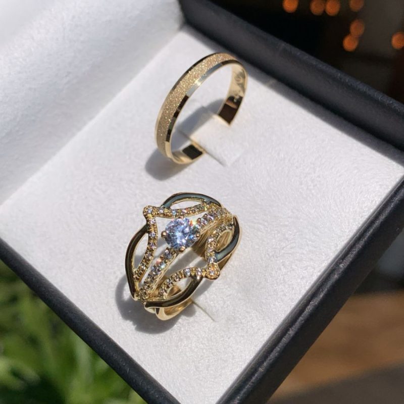 Aliança Prime 3,5mm + Anel Solitário Alaska em Ouro 18k_750 (3)