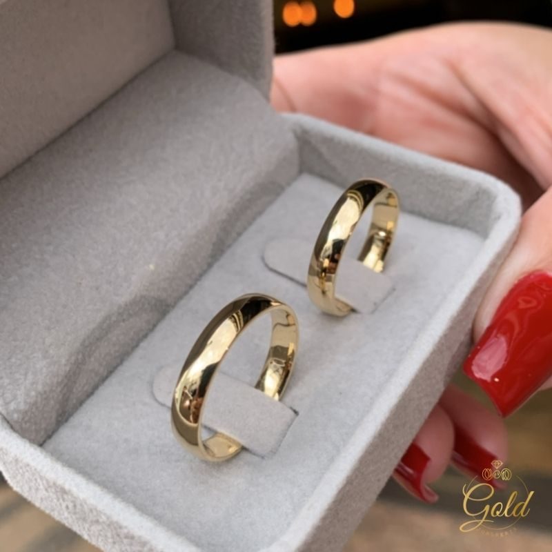 Par de Alianças Abaulada 4,5mm em Ouro 18k_750 (4)