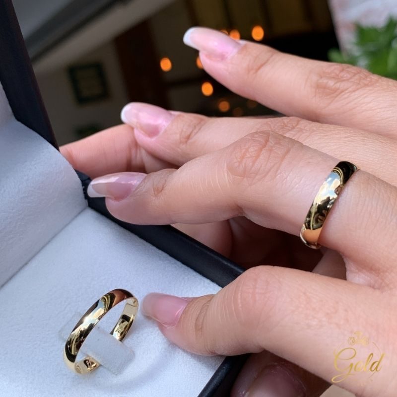 Par de Alianças Abaulada Alta 3,5mm em Ouro 18k_750