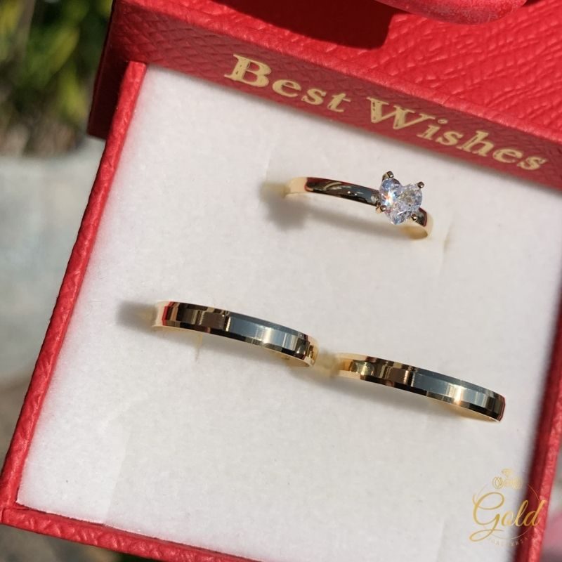 Trio de Alianças Infinity 2,5mm + Anel Solitário Lírio em Ouro 18k_750