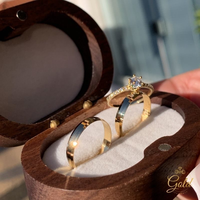 Trio de Alianças Infinity 3mm + Anel Solitário Realeza em Ouro 18k_750 (3)