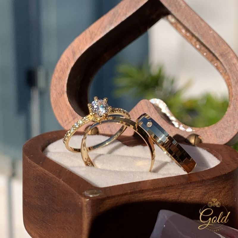 Trio de Alianças Infinity 3mm + Anel Solitário Realeza em Ouro 18k_750 (4)